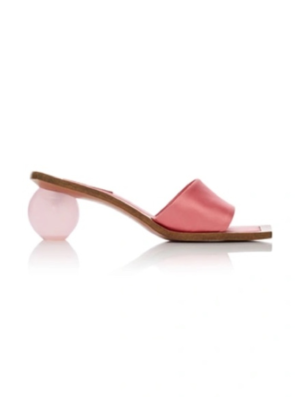 Cult Gaia Pink Satin Slide Sandals with Sculpted Ball Heel